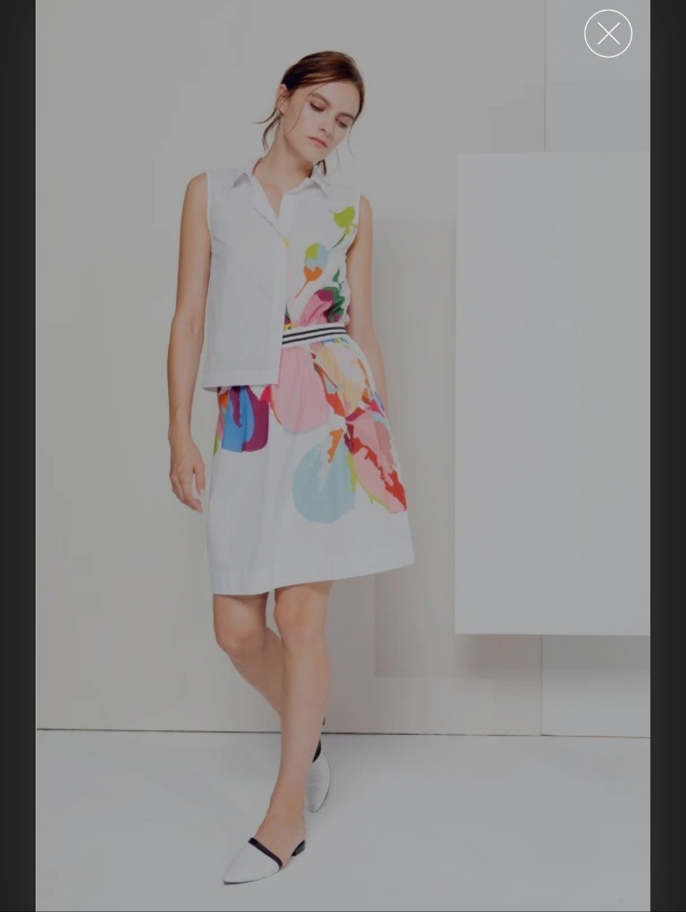 Cop.Copine White Sleeveless Dress with Multicolor Abstract Print